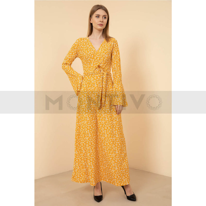 Belted Floral Long Dress | Montivo Pakistan