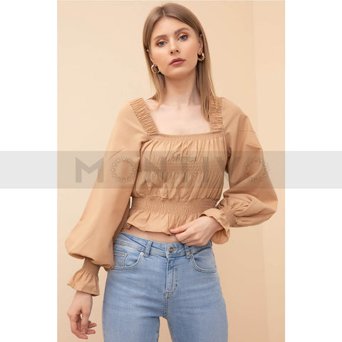 Beige Poplin Blouse | Montivo Pakistan