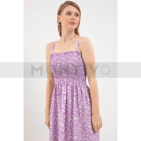 Lilac Floral Strap Dress | Montivo Pakistan