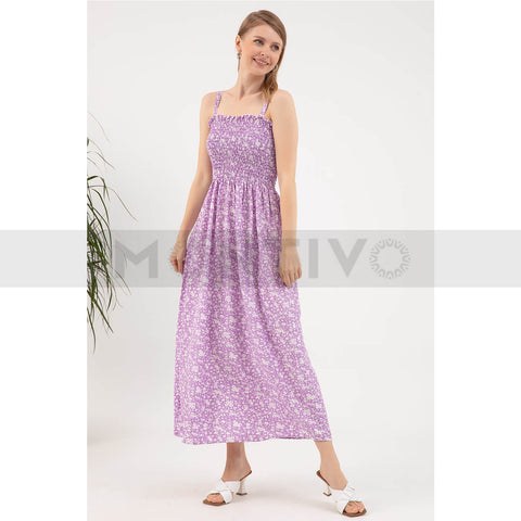 Lilac Floral Strap Dress | Montivo Pakistan