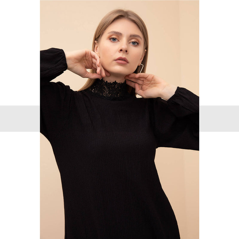 Collar Detailed Long Sleeves Dress | Montivo Pakistan