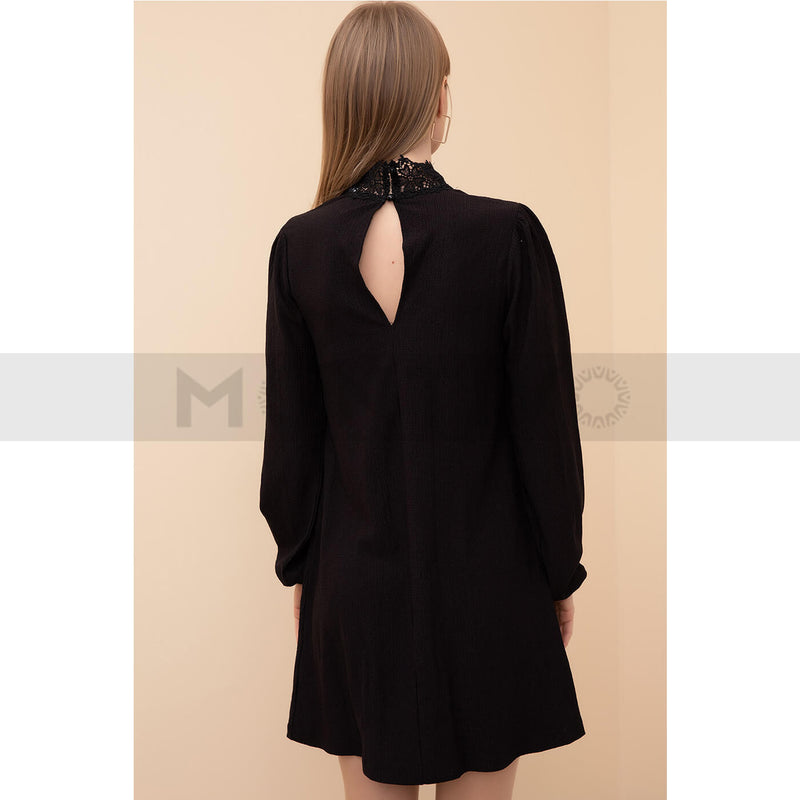 Collar Detailed Long Sleeves Dress | Montivo Pakistan