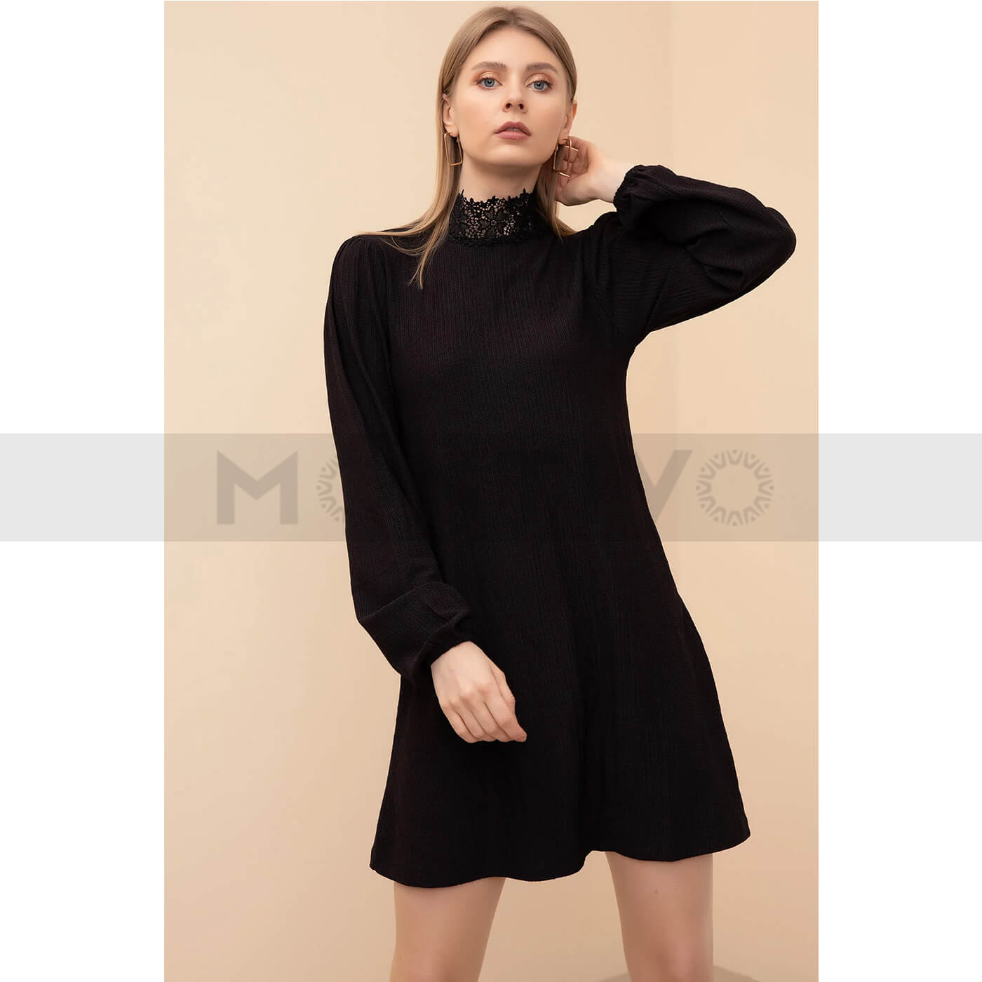 Collar Detailed Long Sleeves Dress | Montivo Pakistan