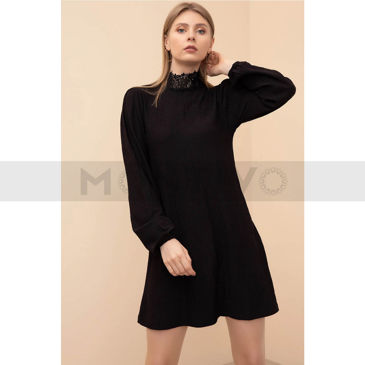 Collar Detailed Long Sleeves Dress | Montivo Pakistan