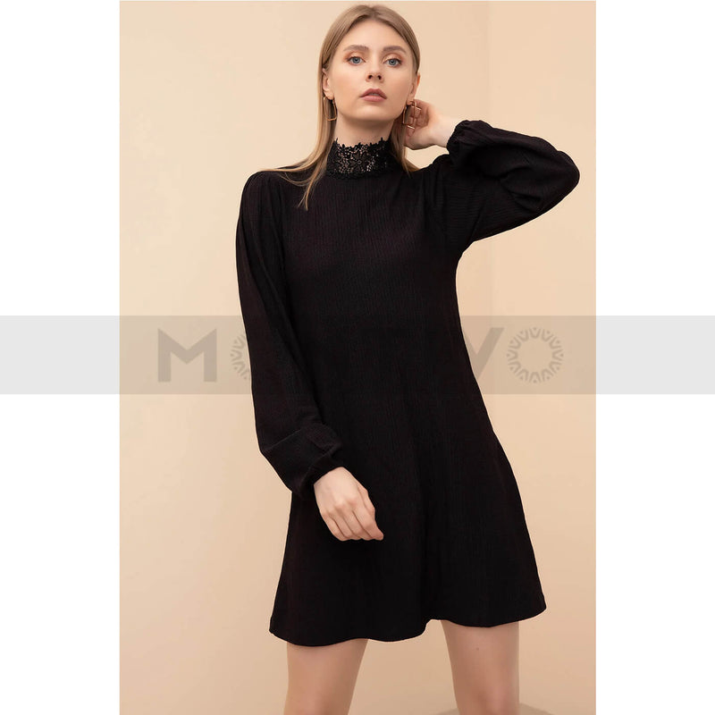 Collar Detailed Long Sleeves Dress | Montivo Pakistan