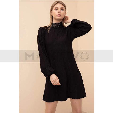 Collar Detailed Long Sleeves Dress | Montivo Pakistan