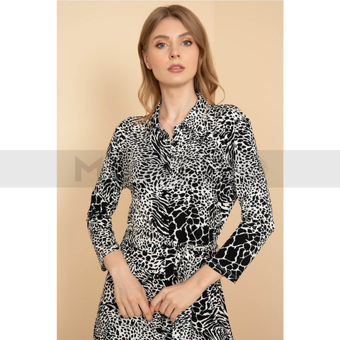 Animal Printed Belted Dress | Montivo Pakistan
