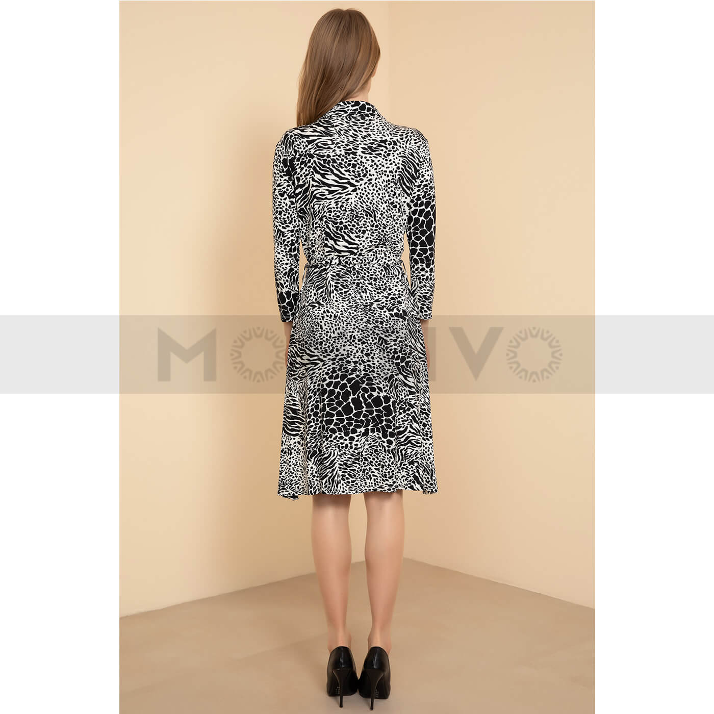 Animal Printed Belted Dress | Montivo Pakistan
