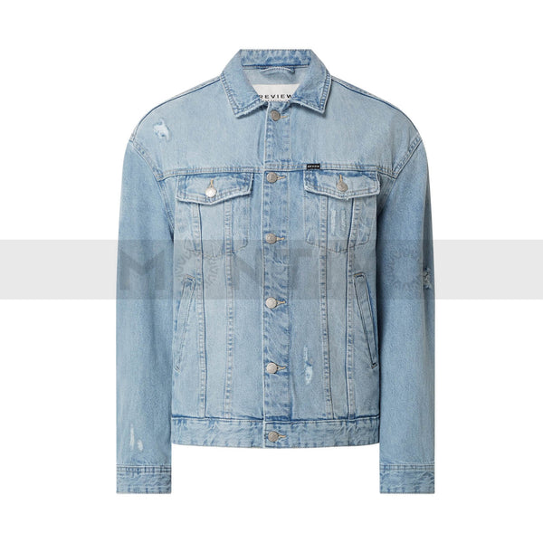 Light Blue Ripped Denim Jacket | Montivo Pakistan