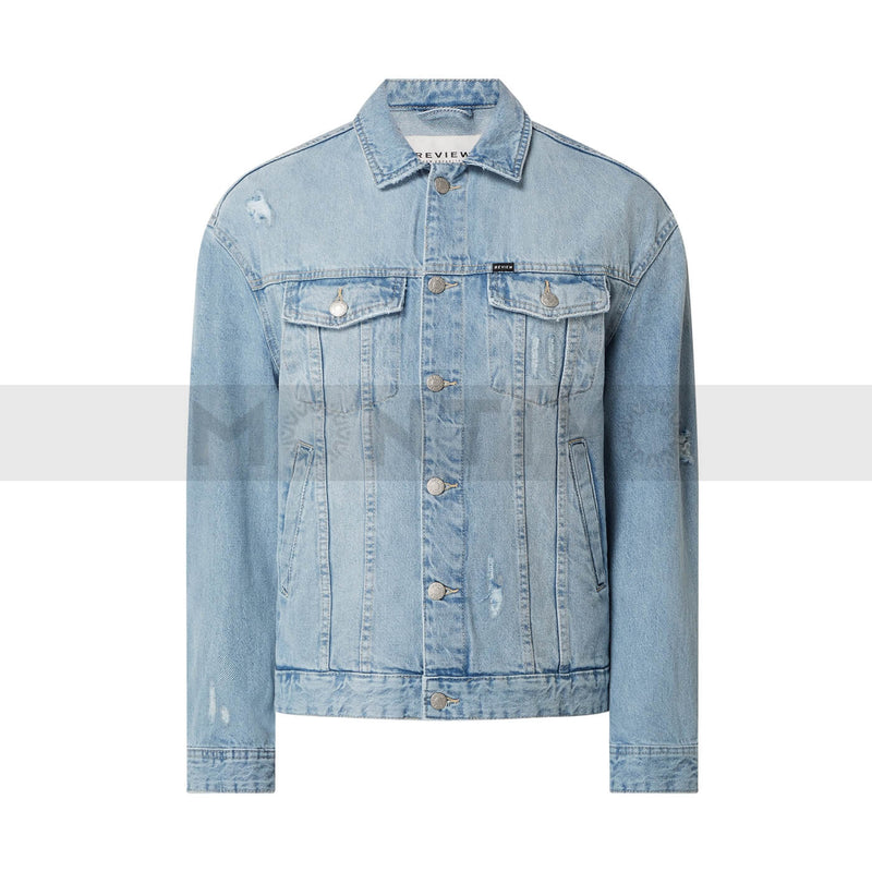 Light Blue Ripped Denim Jacket | Montivo Pakistan