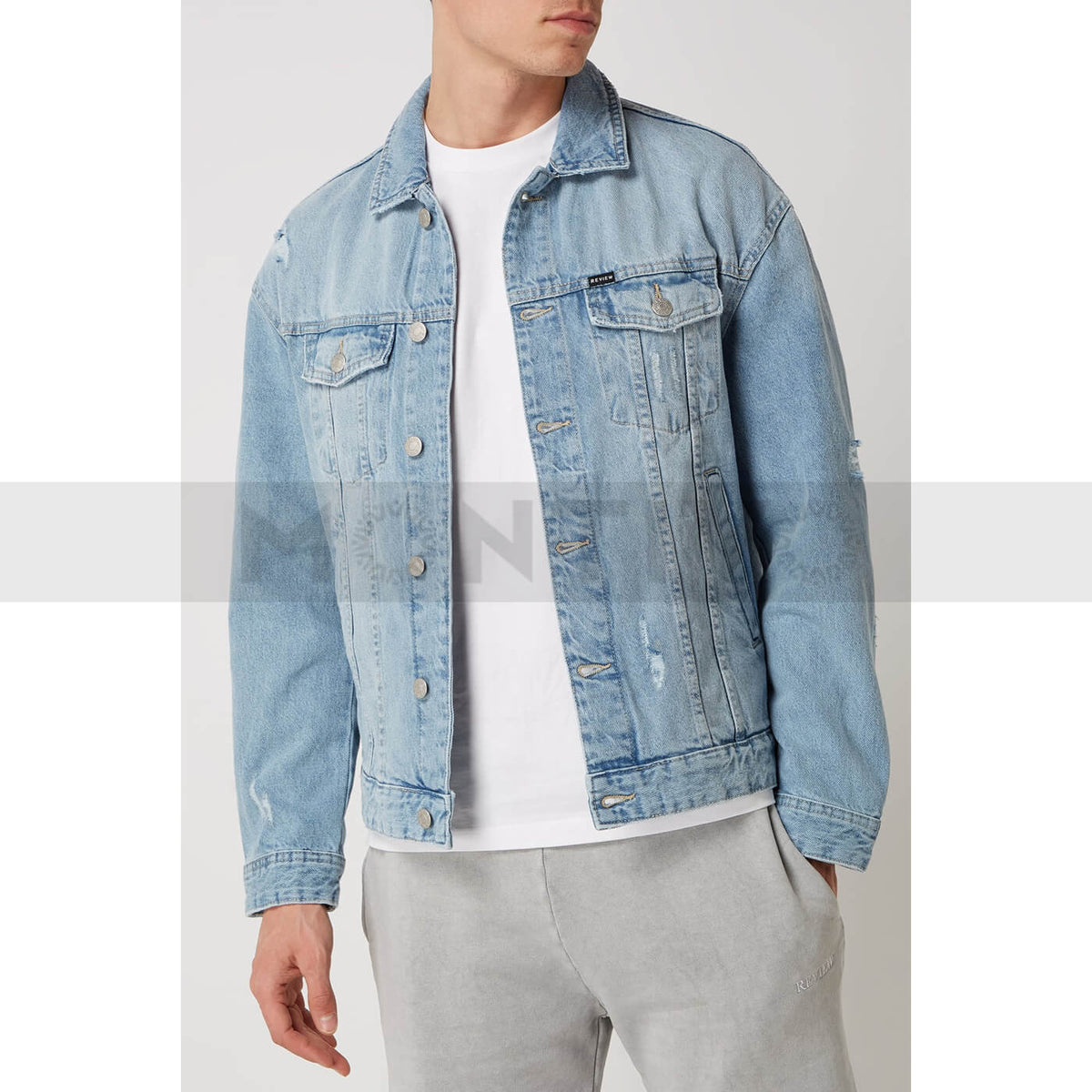 Light Blue Ripped Denim Jacket | Montivo Pakistan