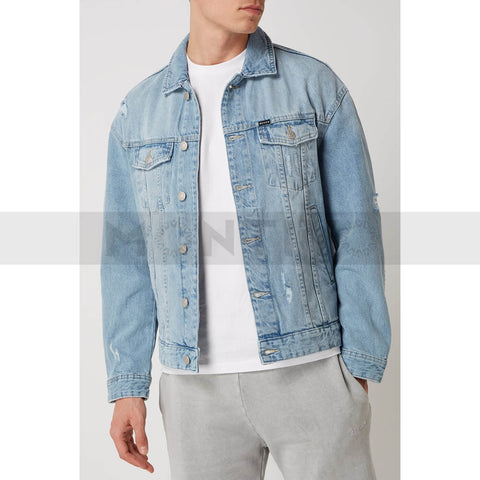 Light Blue Ripped Denim Jacket | Montivo Pakistan