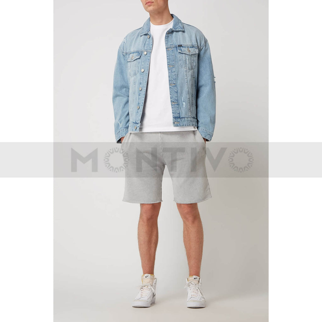 Light Blue Ripped Denim Jacket Montivo