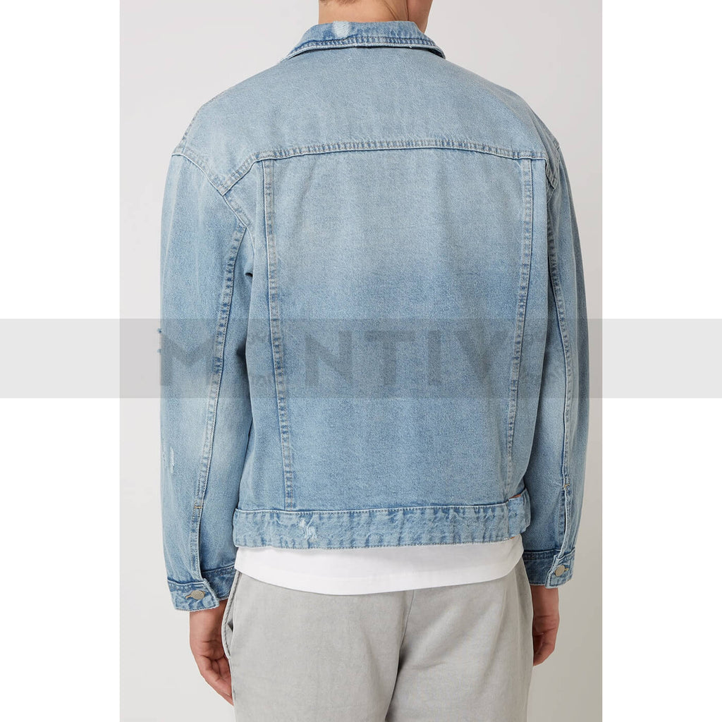 Light Blue Ripped Denim Jacket Montivo