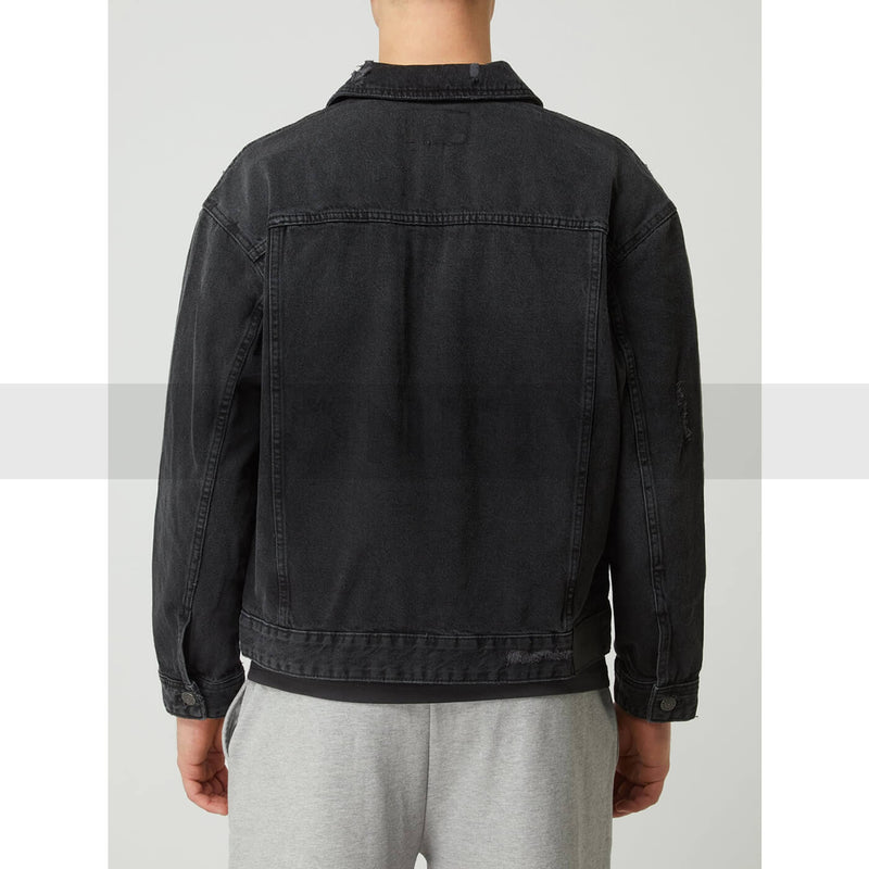 Charcoal Ripped Denim Jacket | Montivo Pakistan