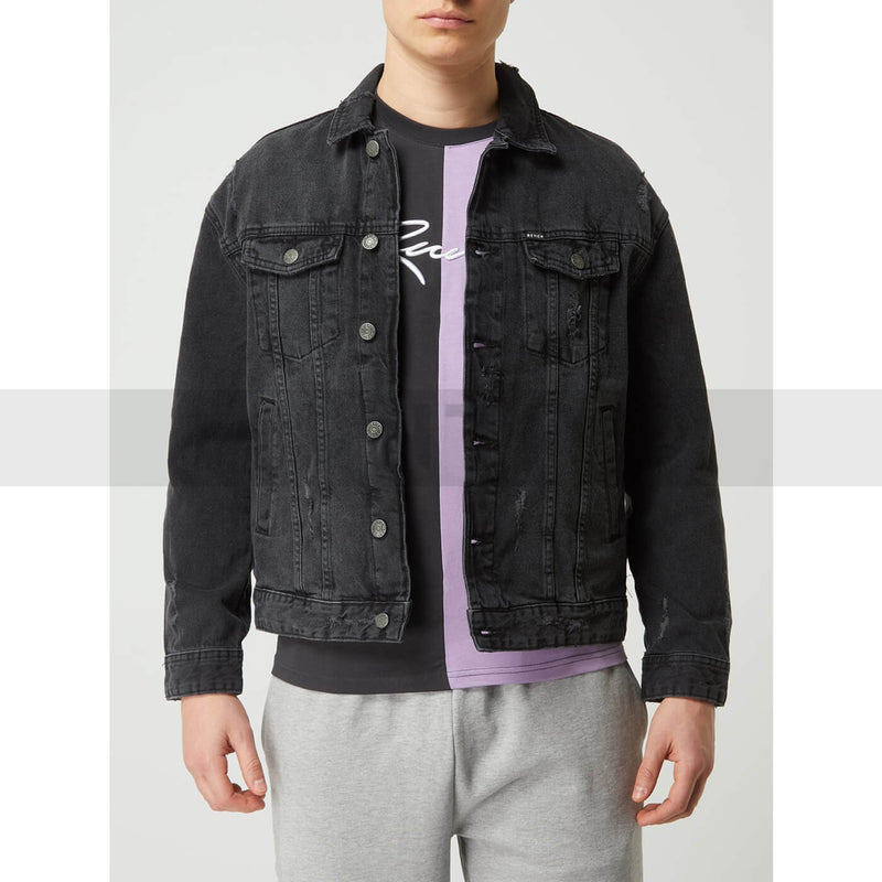 Charcoal Ripped Denim Jacket | Montivo Pakistan