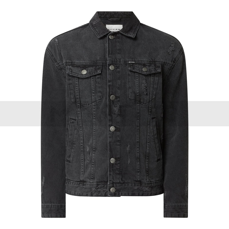 Charcoal Ripped Denim Jacket | Montivo Pakistan