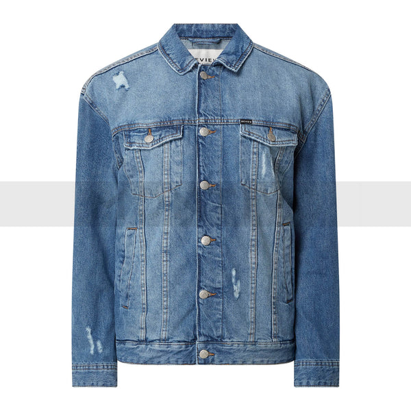 Mid Blue Ripped Denim Jacket | Montivo Pakistan
