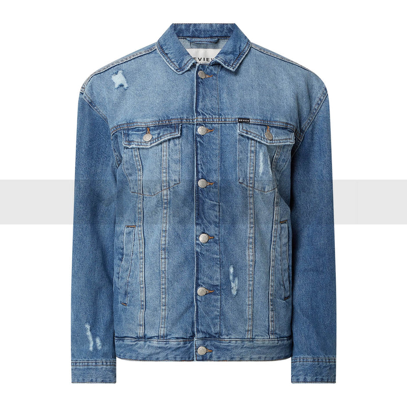 Mid Blue Ripped Denim Jacket | Montivo Pakistan