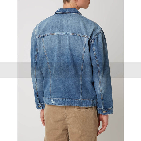 Mid Blue Ripped Denim Jacket | Montivo Pakistan