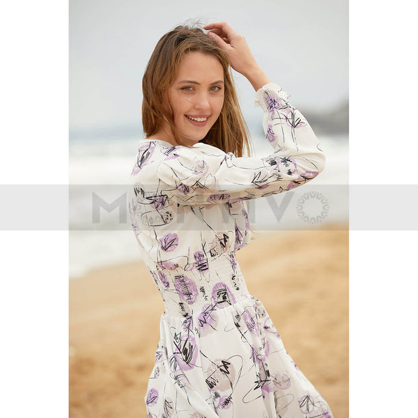 White Lilac Double Breasted Dress | Montivo Pakistan