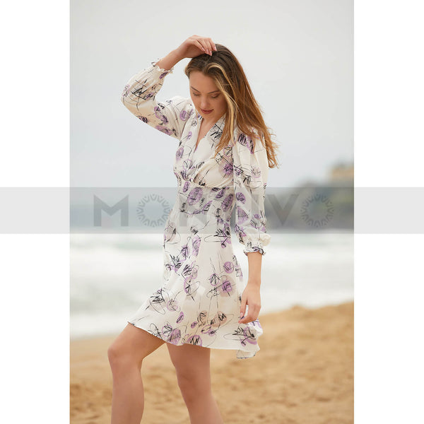 White Lilac Double Breasted Dress | Montivo Pakistan