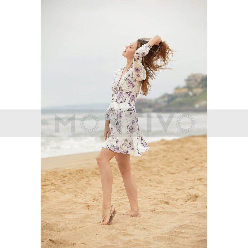 White Lilac Double Breasted Dress | Montivo Pakistan