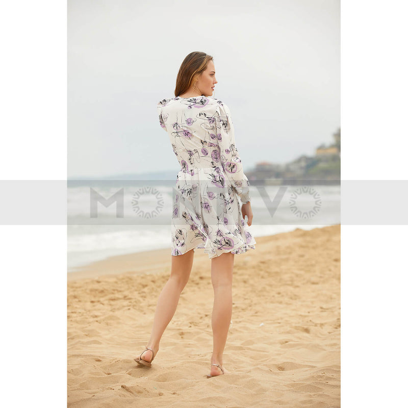 White Lilac Double Breasted Dress | Montivo Pakistan
