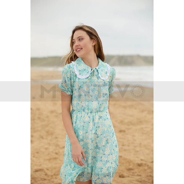 Green Floral Chiffon Dress | Montivo Pakistan