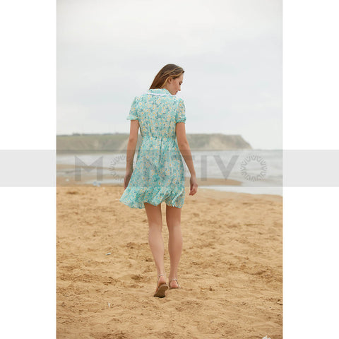 Green Floral Chiffon Dress | Montivo Pakistan