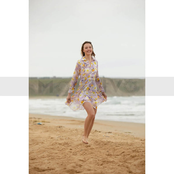 Lilac Floral Chiffon Dress | Montivo Pakistan