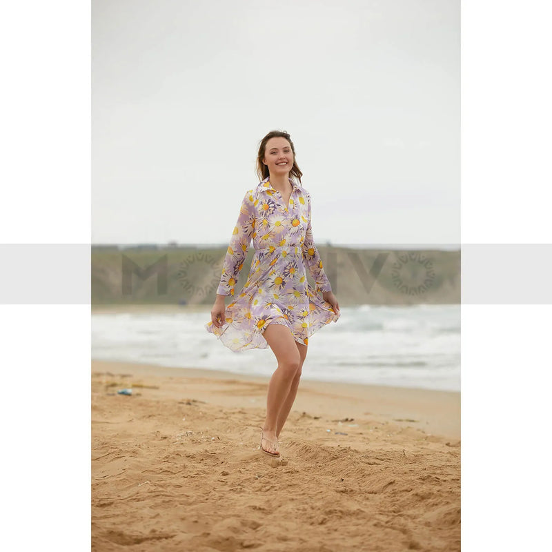 Lilac Floral Chiffon Dress | Montivo Pakistan