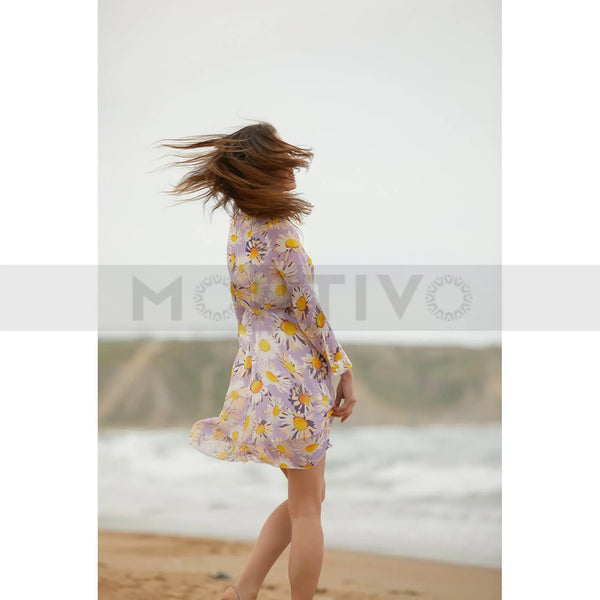 Lilac Floral Chiffon Dress | Montivo Pakistan