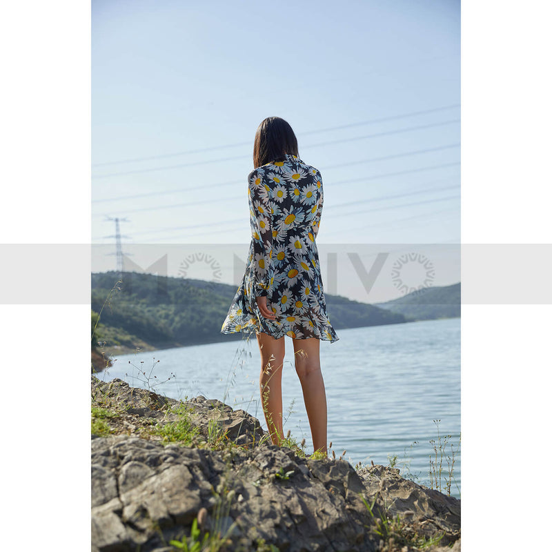 Blue Floral Chiffon Dress | Montivo Pakistan