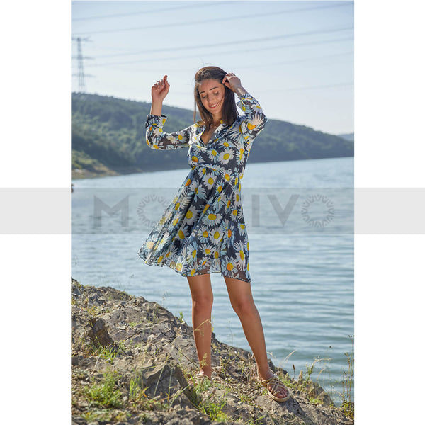 Blue Floral Chiffon Dress | Montivo Pakistan