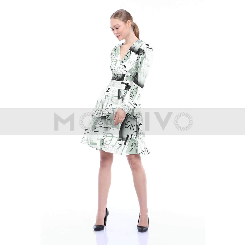 Patterend Waist Pleated Dress | Montivo Pakistan