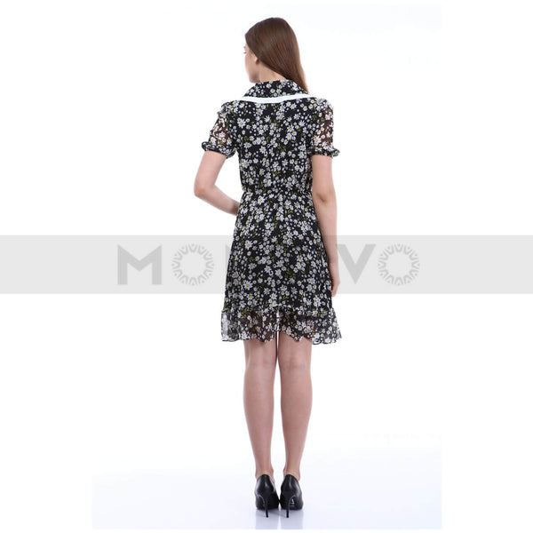 Black Floral Chiffon Dress | Montivo Pakistan
