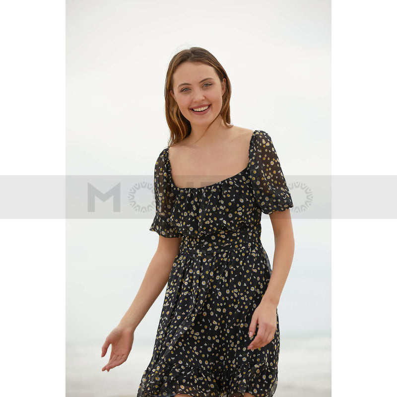 Black Back Tie Chiffon Dress | Montivo Pakistan