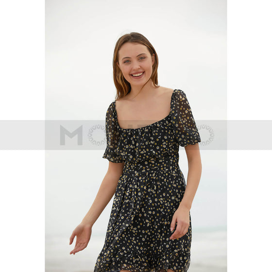 Black Back Tie Chiffon Dress | Montivo Pakistan