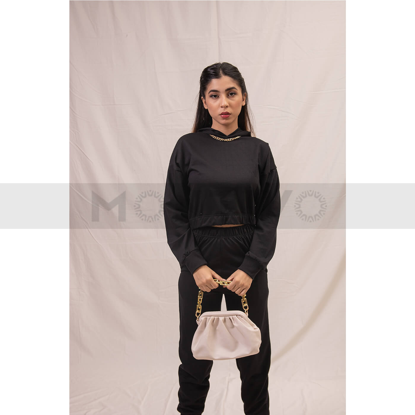 Black Oversized Cropped Hoodie | Montivo Pakistan