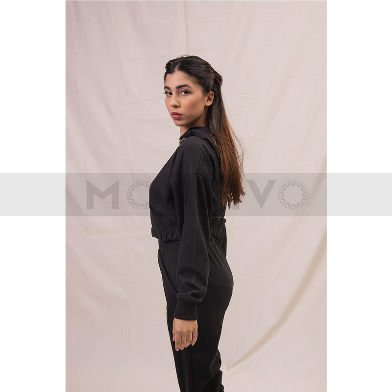 Black Oversized Cropped Hoodie | Montivo Pakistan