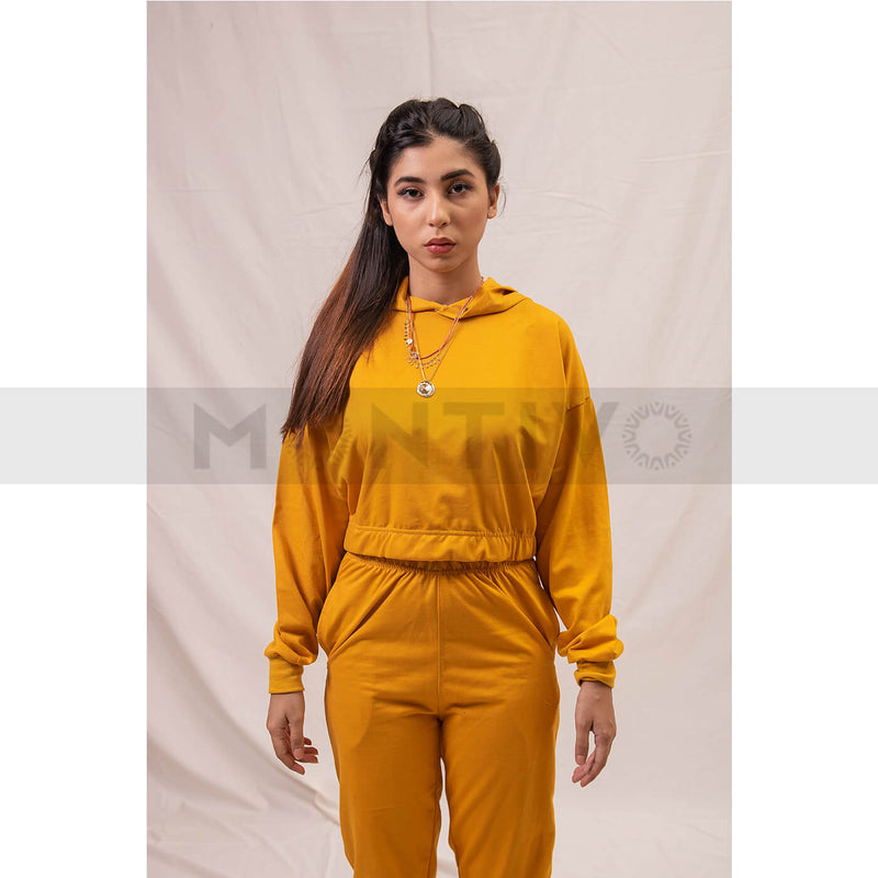 Gold Oversized Cropped Hoodie | Montivo Pakistan