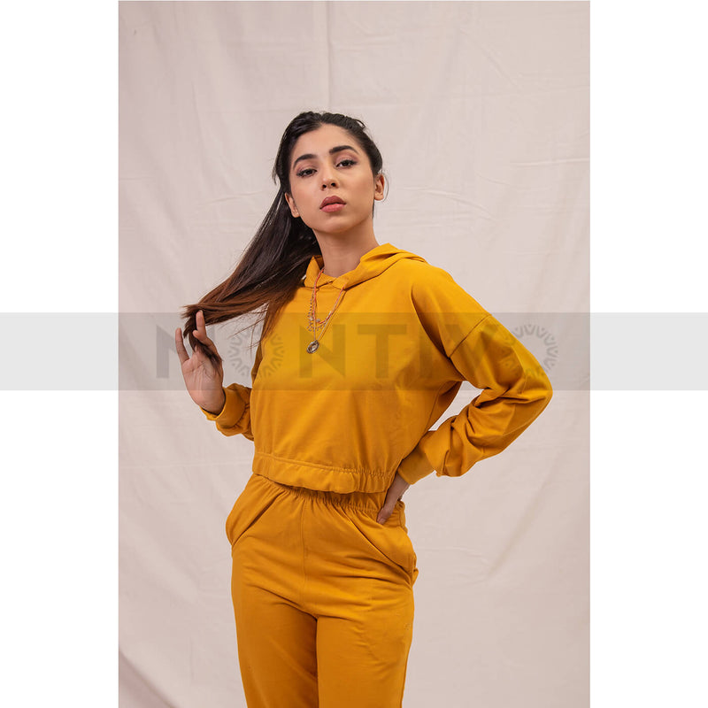 Gold Oversized Cropped Hoodie | Montivo Pakistan