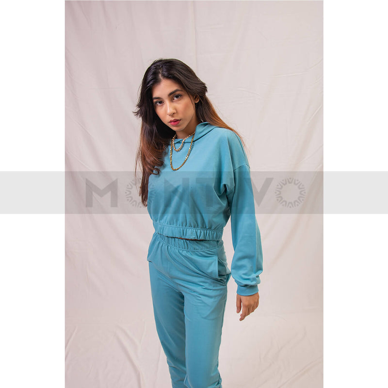Light Blue Oversized Cropped Hoodie | Montivo Pakistan