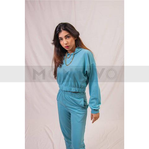 Light Blue Oversized Cropped Hoodie | Montivo Pakistan