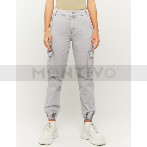 TW Grey Cargo Ripped Jeans | Montivo Pakistan