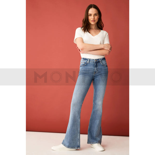 FF Light Blue Flare Jeans | Montivo Pakistan