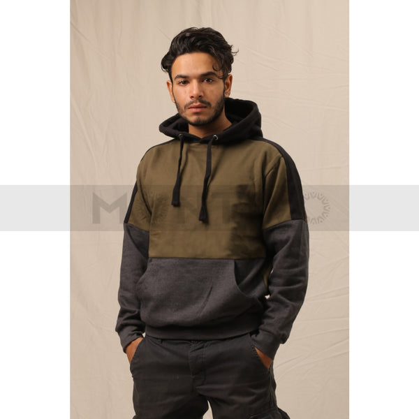 Olive Colour Block Hoodie | Montivo Pakistan