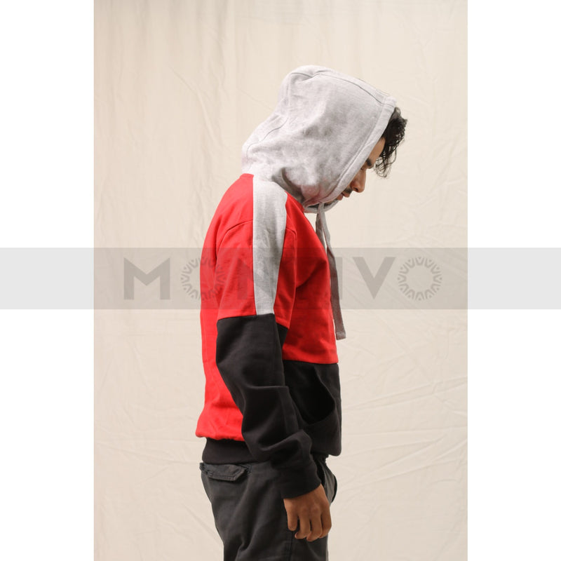 Red Black Colour Block Hoodie | Montivo Pakistan
