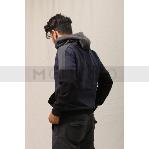 Navy Black Colour Block Hoodie | Montivo Pakistan